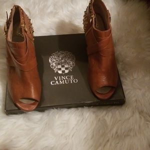 Peep toe studded bootie.